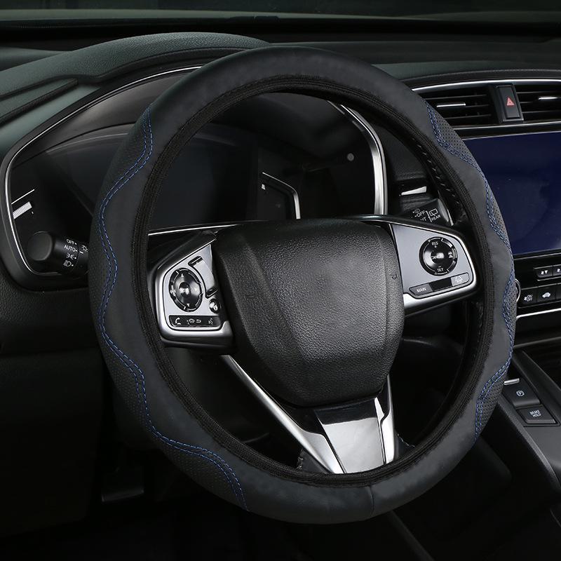 Pinhole Texture Elastic Steering Wheel Cover - Simple, Breathable, and Ringless Design.