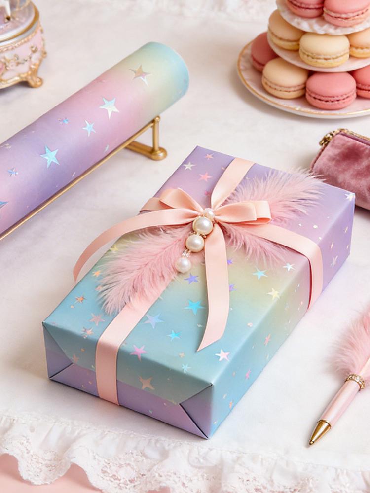 Wrapping Paper Whimsical Iridescent Decoration Birthday Theme Print Wrapping Paper for Kids Teens Adults Party Gathering School