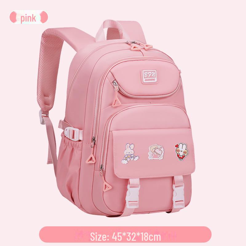 

Рюкзак большой вместимости для учащихся младших и старших классов, девочек, 3-6-9 классы, с дизайном, облегчающим нагрузку 3 badges розовый