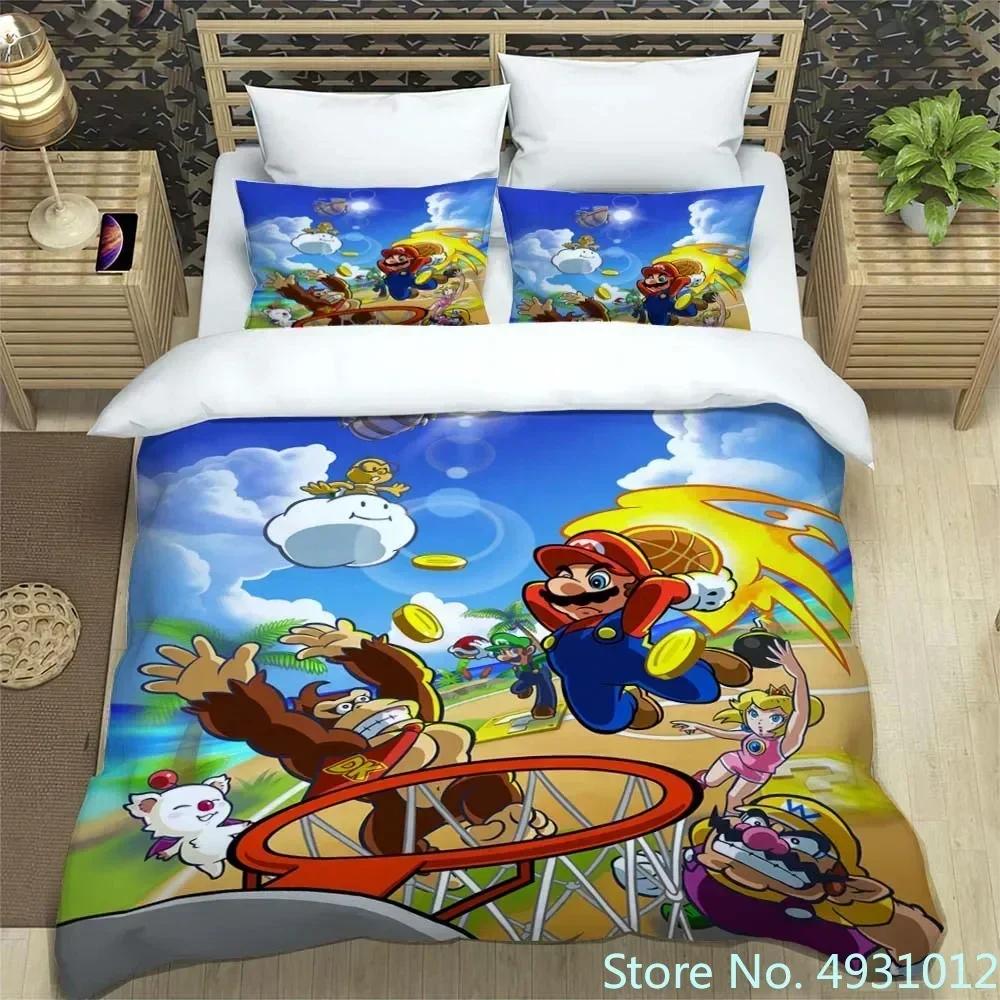 

Anime Jumpman Super Mario Children Bedding Set Pillowcase Bedclothes Cartoon 3D Printed Kids Adult Boys Quilt Duvet Cover Gift US Twin(172*218cm)3pcs