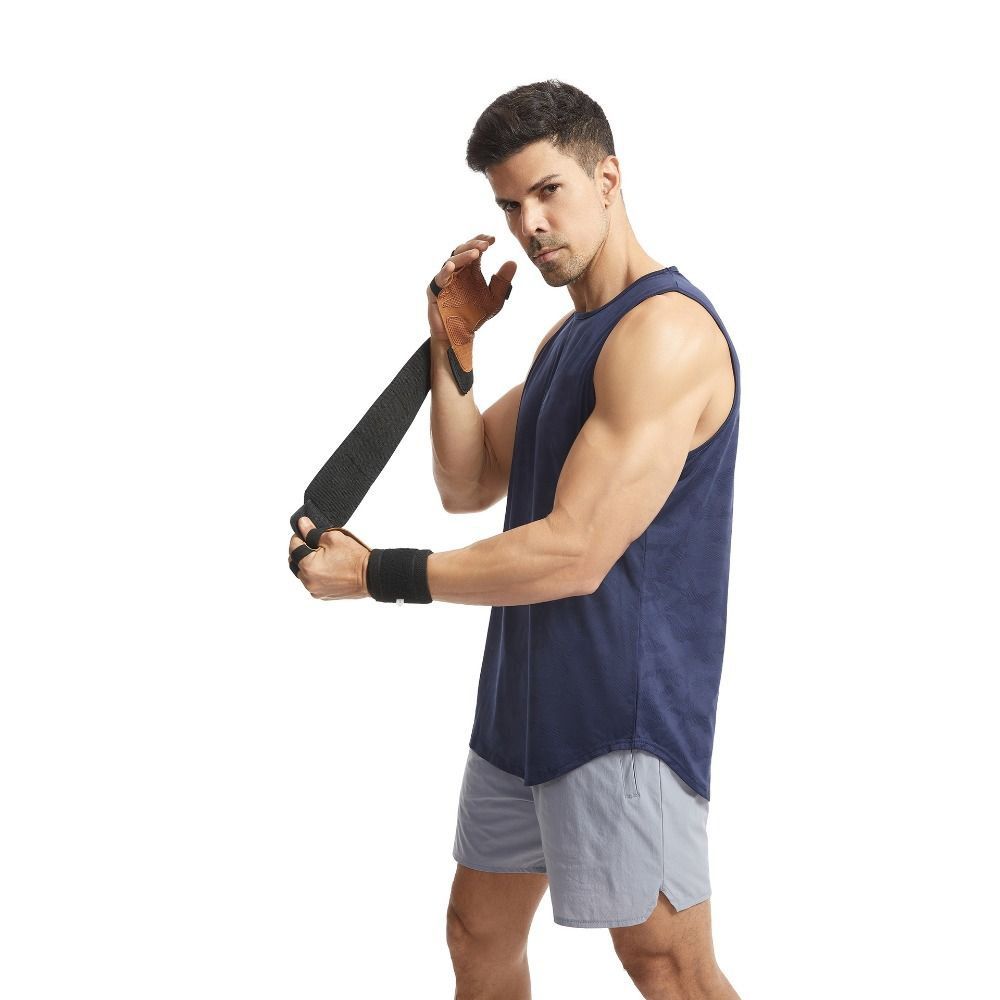 1 Pair Cowhide Ventilated Gym Wristband Four-finger Fitness Workout Gloves  Deadlift