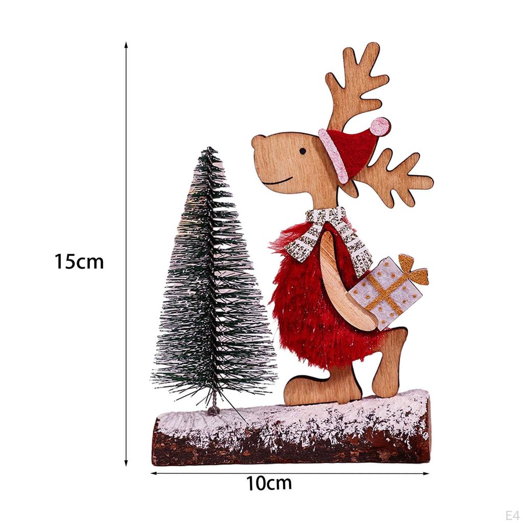 Christmas Table Decoration Wooden Centerpieces Elk Tree Winter Rustic Kitchen