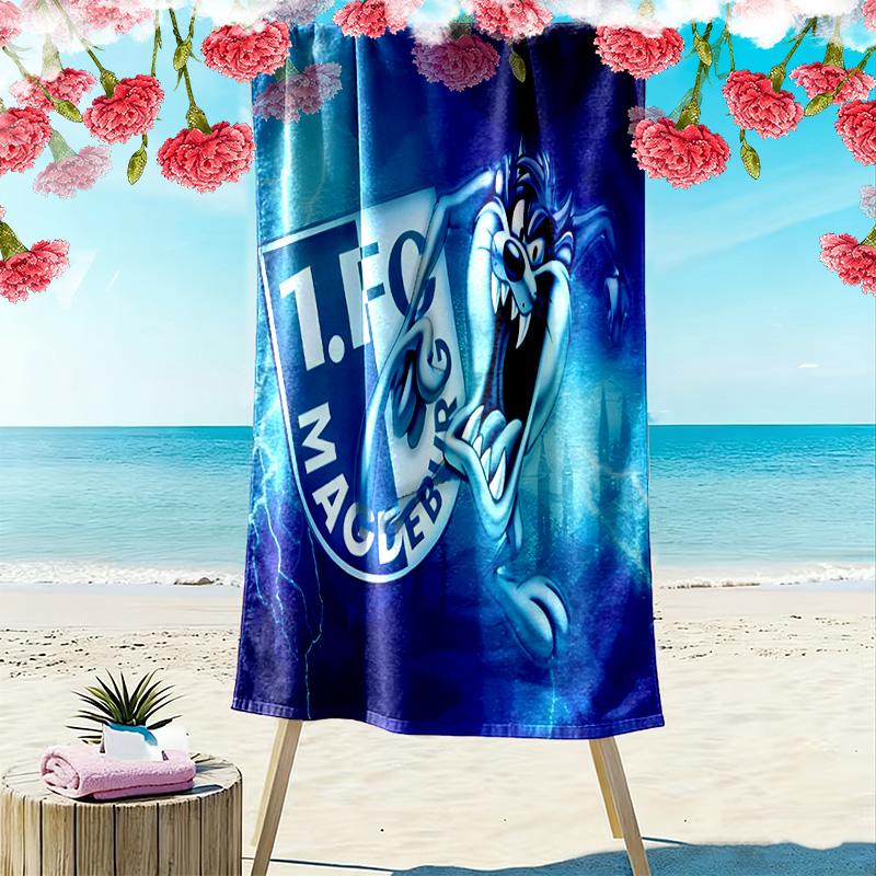 1. FC Magdeburg Print Beach Towel, Large Soft Quick Dry Towel for Beach Camping Swimming