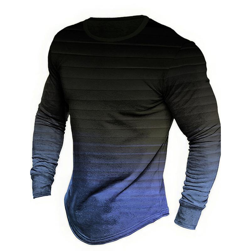 

Мужская футболка с цветными полосками, напечатанная на 3D-принтере, футболка с градиентным узором, весенне-осенняя повседневная футболка с длинным рукавом и круглым вырезом, свободная футболка 5XL