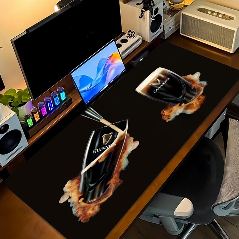 Guinness Harp Logo Large Desk Mat, Black Base Non Slip Gaming Mouse Pad for Home Office Desktop