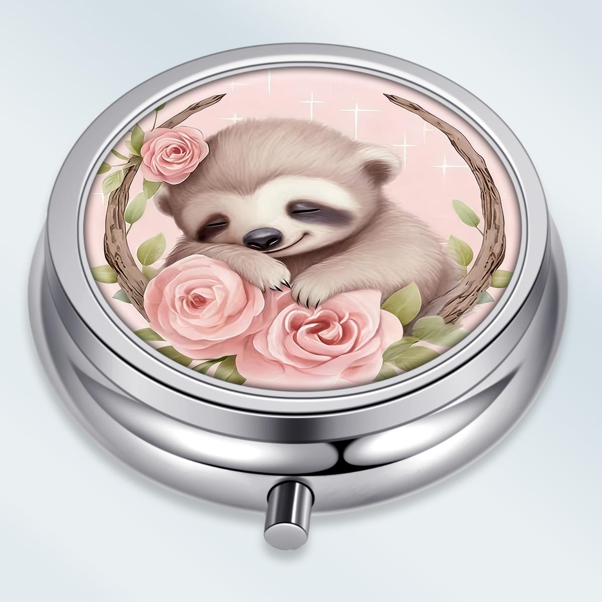 

Portable Pill Box with 3 Compartments, Mini Metal Medicine Organizer Case, Cute Printed Pill Container for Vitamins, Pills, Jewelry, Travel, Daily Use різнокольоровий