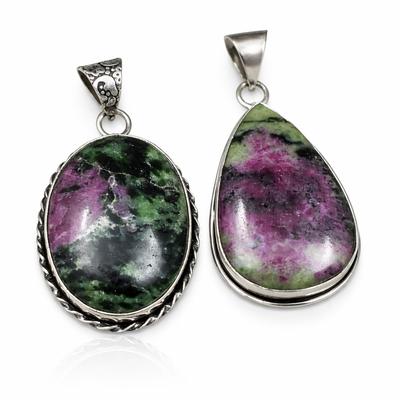 Natural Ruby Pendant Zoisite Pear-Oval Cut 115 Ct 925 Sterling Silver Gemstone Jewelry Gift