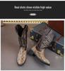 Men's Mid-Calf Snake Print Leather Western Cowboy Boots