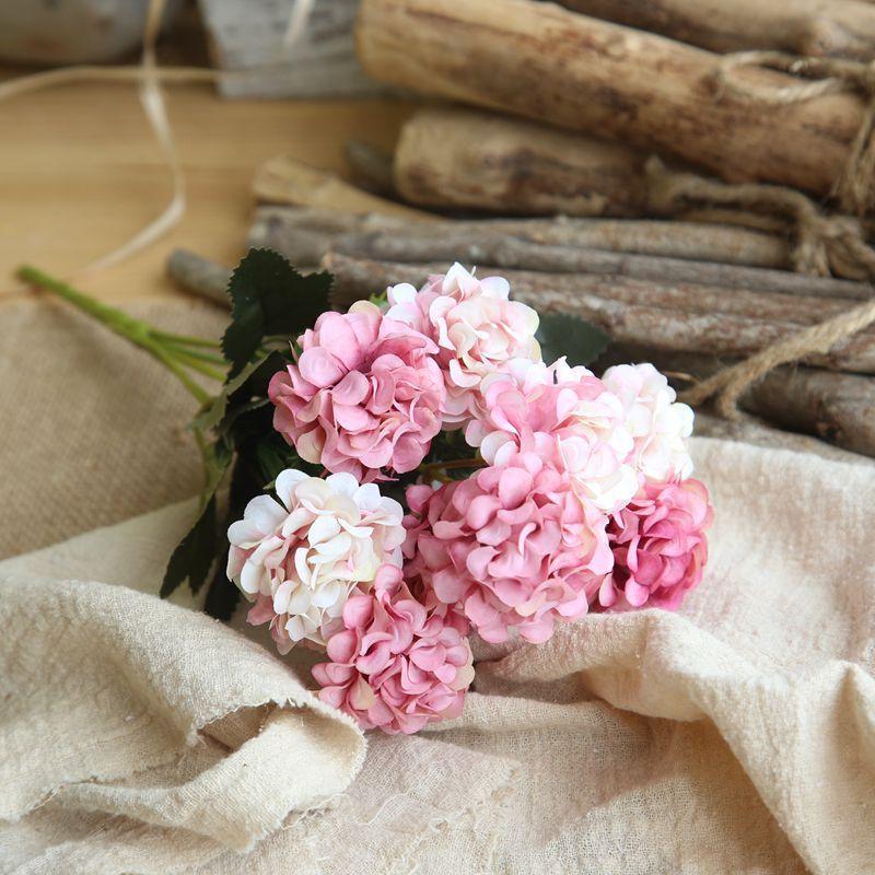 Luxurious 10 Heads Artificial Silk Hydrangea Fake Flowers For Stylish Interior Decoration