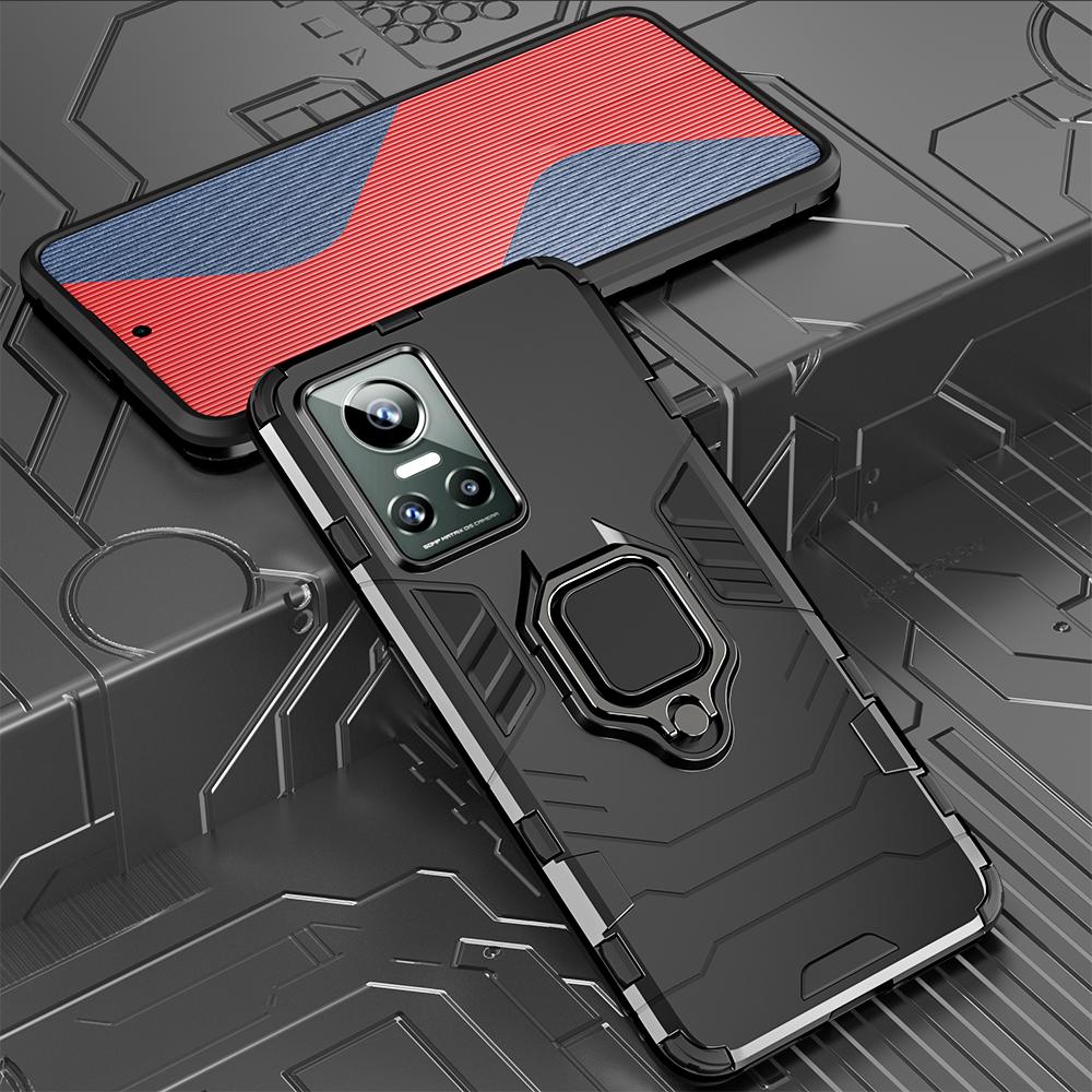 

Противоударный защитный чехол KEYSION для Realme GT Neo 3 3T 2 2T 2 Pro, задняя крышка для телефона с подставкой и кольцом для OPPO Reno 7 4G 7Z 5G F21 Pro 5G for Realme GT Neo 3 чёрный