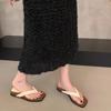 Thick-soled Slope Heel Flip-flops for Women's Summer Wear 2025 New High-end Toe Cool Slippers with Skirt Beach Sandals