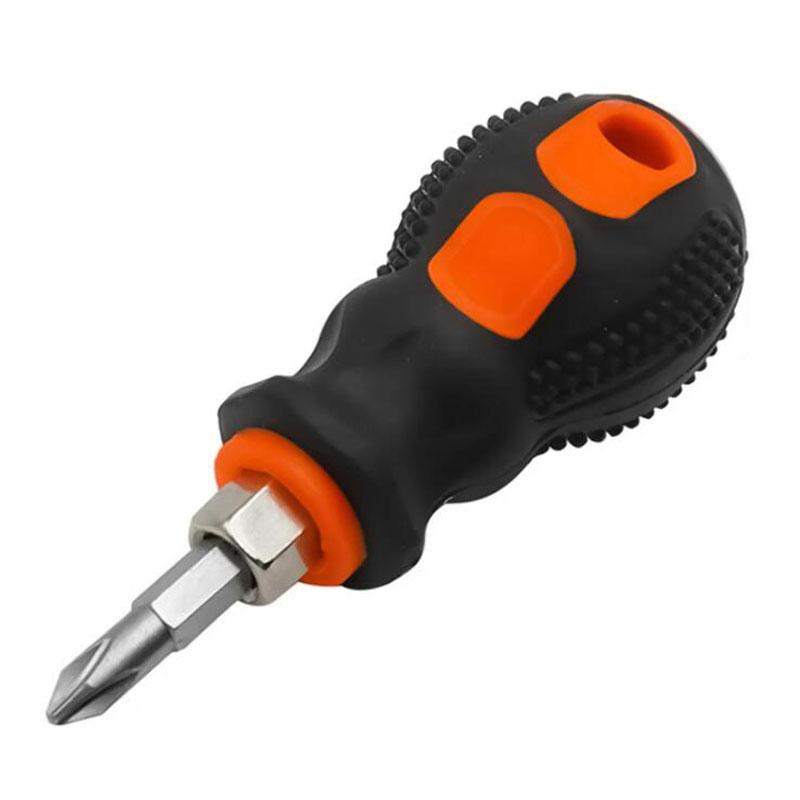 

Миниатюрная двойная отвертка с крестообразным шлицем, магнитная отвертка карманного размера с короткой ручкой для ремонта бытовой техники NO4