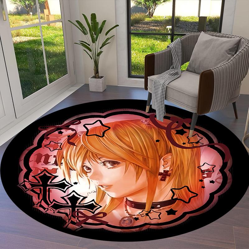 Death Note Round Area Rug,Carpet Rug for Living Room Bedroom Sofa Playroom Decor,Non-slip Floor Mat