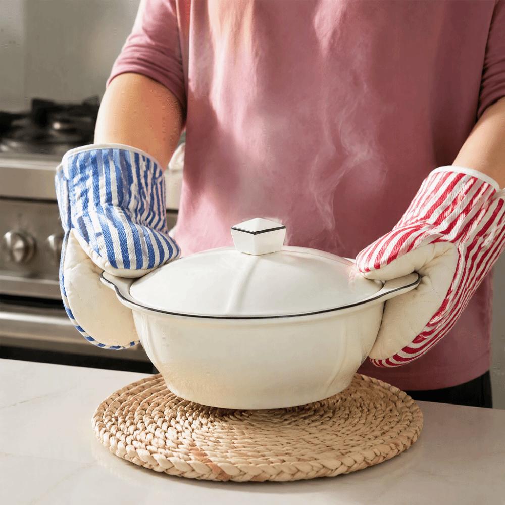2PCS Cotton Filling Kitchen Oven Glove Heat Resistant Baking Glove Microwave Oven Mitt Lid Handling