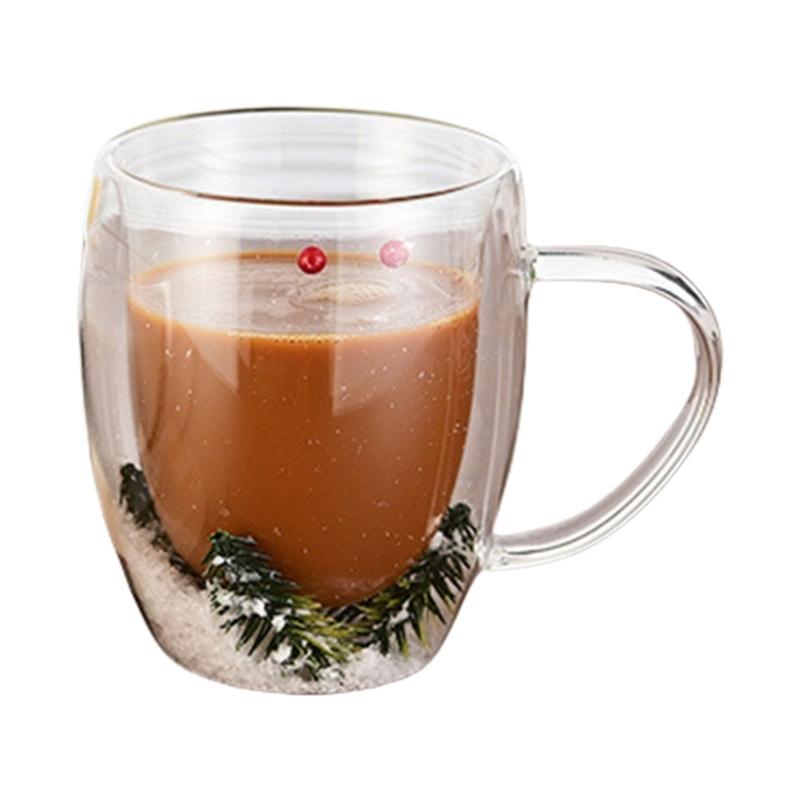 Clear Drinkware for Cappuccinos 350ml Double Walled Coffee Mug with Dried Flower High Borosilicate Glass Drinking Cup