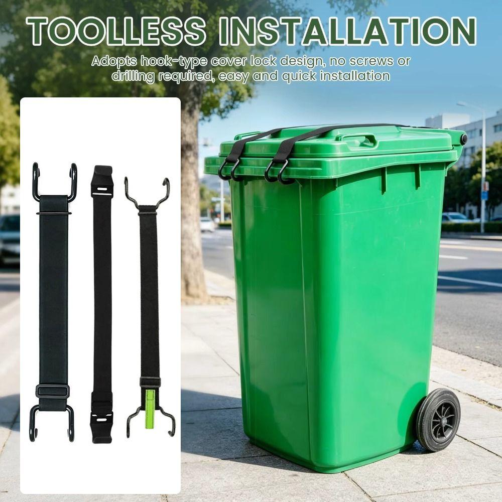 Anti Slip Garbage Can Lock Tear Resistant Bin Lid Lock Adjustable Trash Can Lock Waste Container