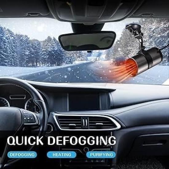 Car Heater, Windshield Defogger And Defroster, 12V 150W Portable Car Heater, Fast Heating And Cooling Car Heater, Plug-In Car Heaters (Black)