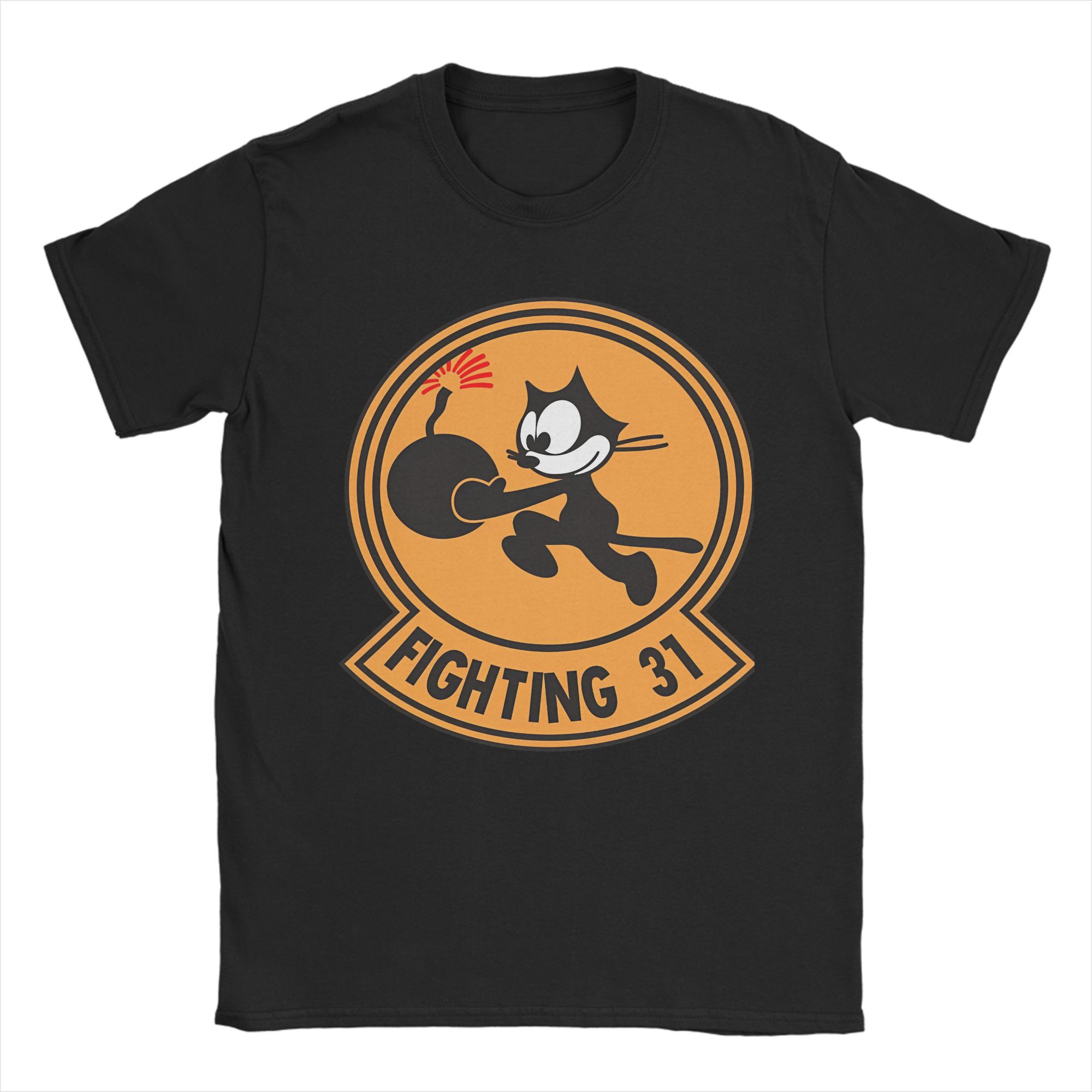 

Summer Felixing Aeroplane VF-31 Cat Novelty T-Shirts 100% Cotton Tee Shirt for Adult Y2K Fun Pattern Short Sleeve Tops 4XL