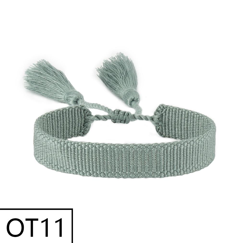 European & American Style Woven Bracelet - Solid Color, 1.3cm, Handmade Tassel, Fashionable Polyester Hand Rope for Women