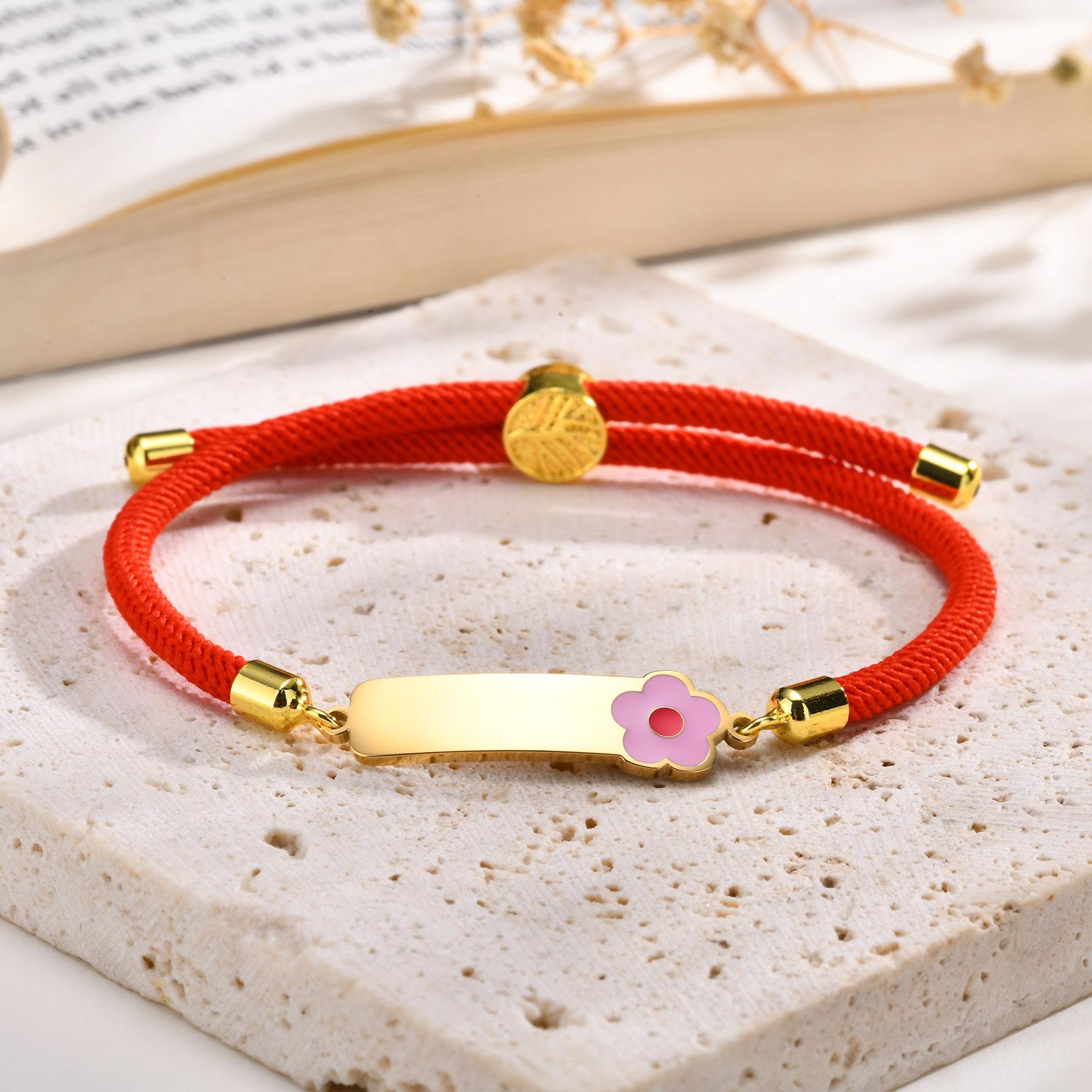 

Personalized String Rope Name Bar ID Bracelets for Wom en Girls, Engraving Text Custom Wristband Adjustable Stylish Jewelry No Custom