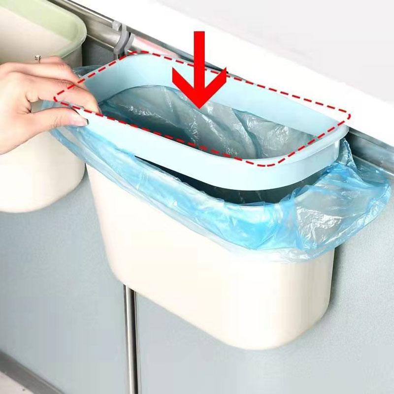 Kitchen Trash Can Vegetable Storage Hanging Bucket Household Cabinet Door Hanging PP Plastic Storage Bin Sundries Waste Paper Basket Home Organizer