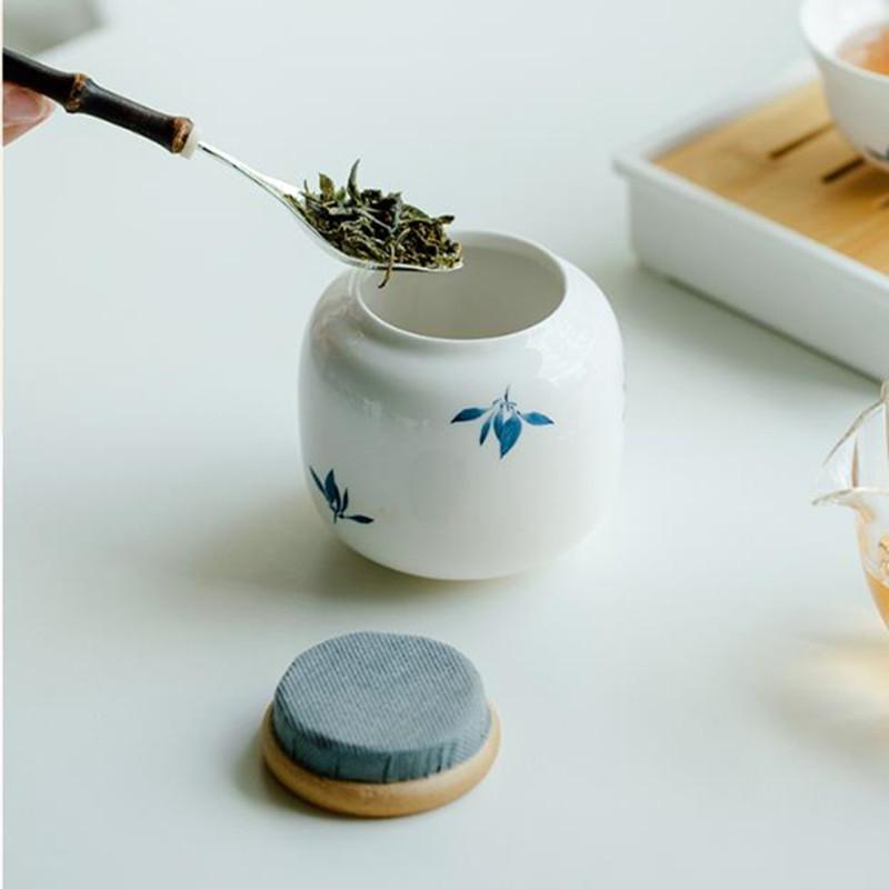 Chinese Handmade Ceramic Tea Caddy Orchid Pattern Sealed Porcelain Tea Jar Spices Coffee Containers Portable Tea Boxes Teaware