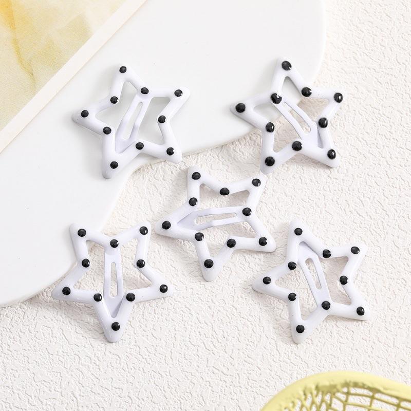 

10Pcs Black White Dots Star Hair Clips Girl Metal Snap BB Clip Mini Anti-slip Hair Clips Barrettes Baby Women Hair Accessories