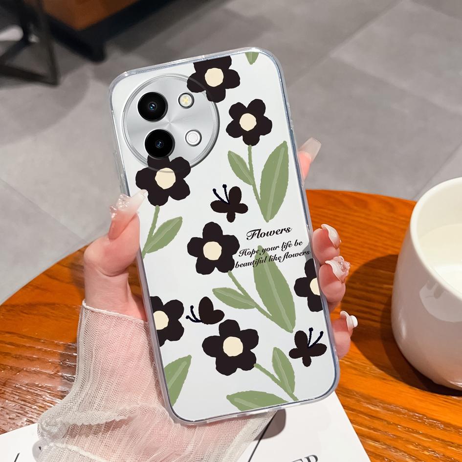 Luxusní Krásné Květinové Kryty Pouzder Pro Vivo V30e Y38 Y200E Y100 (IDN) Y28 V40 Lite Kryt Pouzdro Měkký TPU Silikon Proti Pádu Průhledné Obaly na Telefon Skořepina