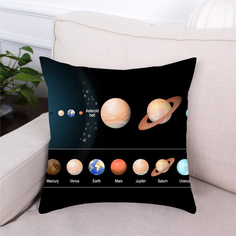 Black Dream Space Planet Digital Printing Short Plush Pillow Covers Decorative For Car Sofa Office Cushion Cover Home Goods
