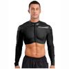 Men Mesh See Through Top Crew Neck Long Sleeve Front Zipper Half Shirt Breathable Metallic Club Top