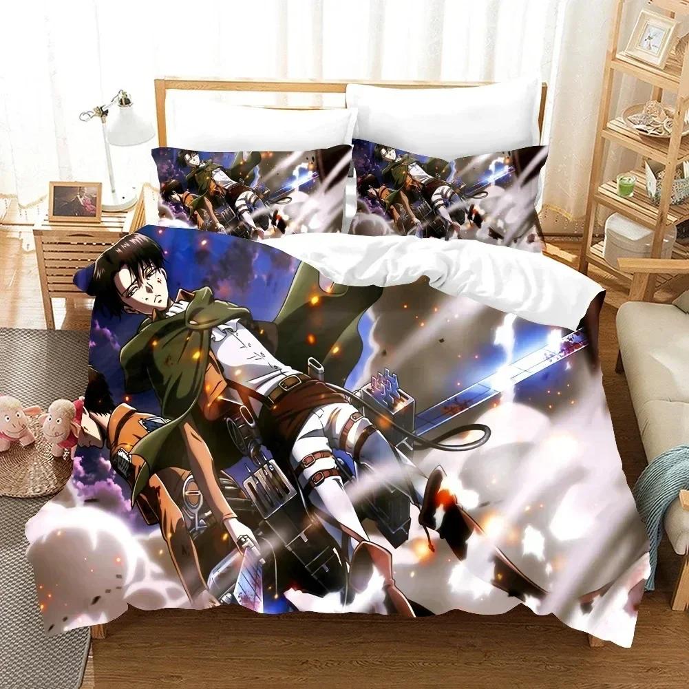 3D Anime Attack On Titan AOT Printed Bed Set Duvet Cover Pillowcase Bedding Set Bed Linen Sheet Quilt Cover Full Queen King Size