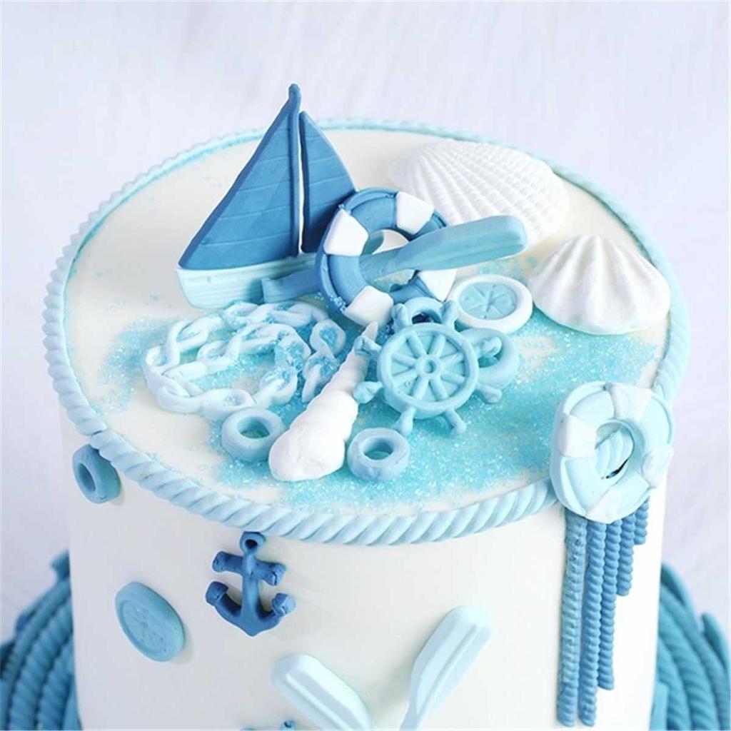 1pc Boat Ship's Anchor Shape Fondant Mold Silicone Paddle Wave Cake Mold DIY Cake Gum Paste Cupcake Chocolate Decorating Tool