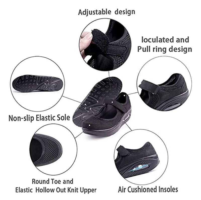 Women's Nurse Shoes Non-Slip Adjustable Breathable Walking Shoes  Casual Orthotic Lightweight Shoes