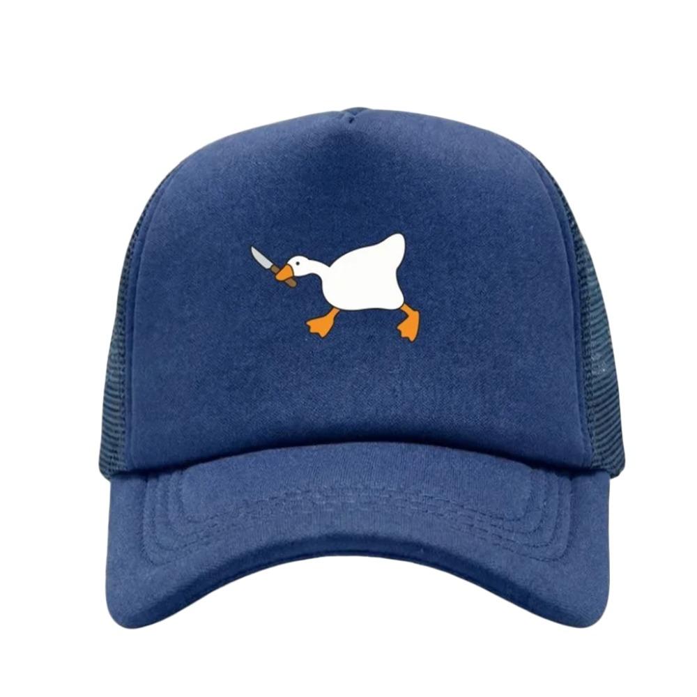 Fashion Summer White Goose Baseball Cap Embroidered Breathable Snapback Hat Casual Adjustable Duck Tongue Cap Unisex темно-синий