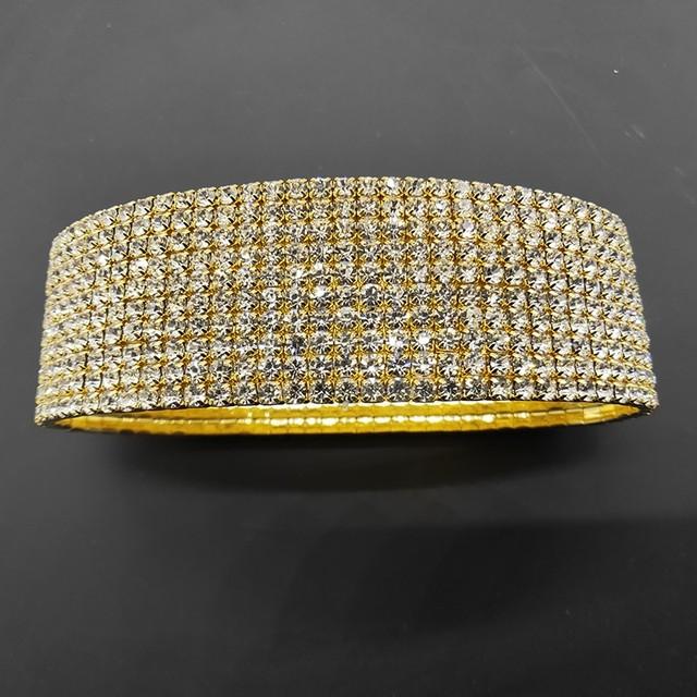 10 Rijen Kristallen Strass Enkelbandjes Zilverkleurig En Goudkleurig Enkelbandje Ketting Ab Steen Elastische Stretch Enkelbandjes Voor Vrouwen Diameter7cm black