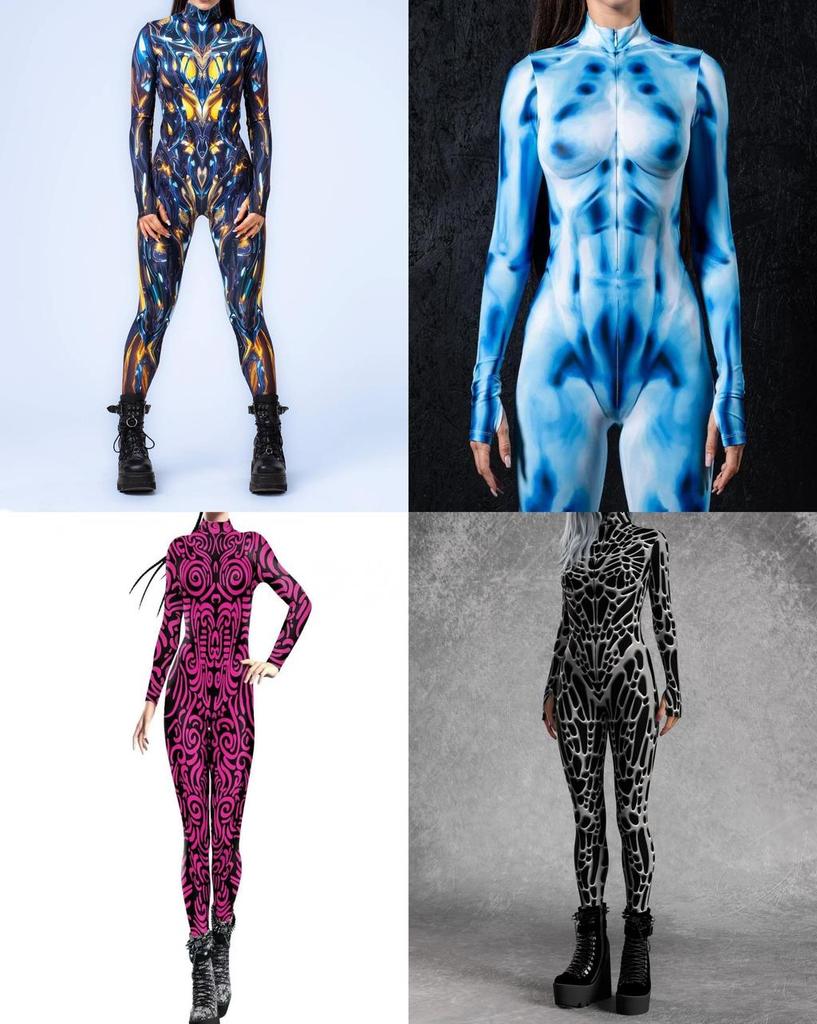 European Fantasy Halloween Costume Jumpsuit With 3d Digital Print For Cosplay Enthusiasts