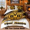 Borussia Dortmund Pattern Bedding 3Pcs Set Custom Name, Bed Sheet And Pillowcases For Home Bedroom