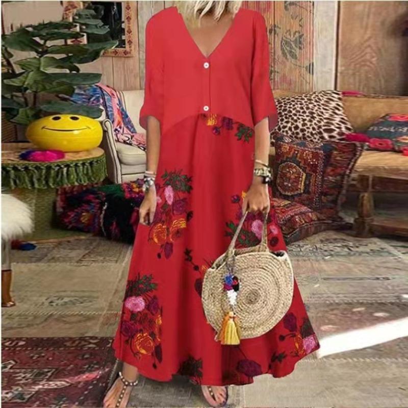 BITCED Fashion Summer Spring Short Sleeve V-Neck Casual Dresses