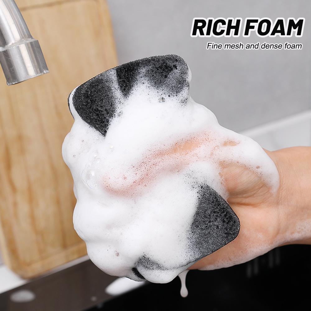 Thickened Double-sided Dishwashing Sponge Black Sandwiched White Stain Removal Scouring Cloth Cleaning of Pots Bowls Sinks Rag