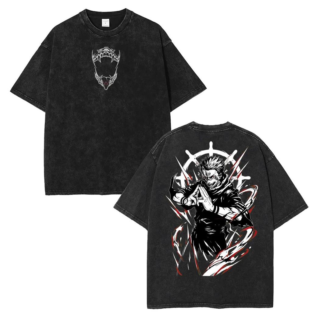 Okkotsu Yuta Jujutsu Kaisen Grafik T-Shirt Herren Kurzarm Baumwoll-T-Shirts Vintage Gewaschenes Tee Harajuku Herren Oversized T-Shirt