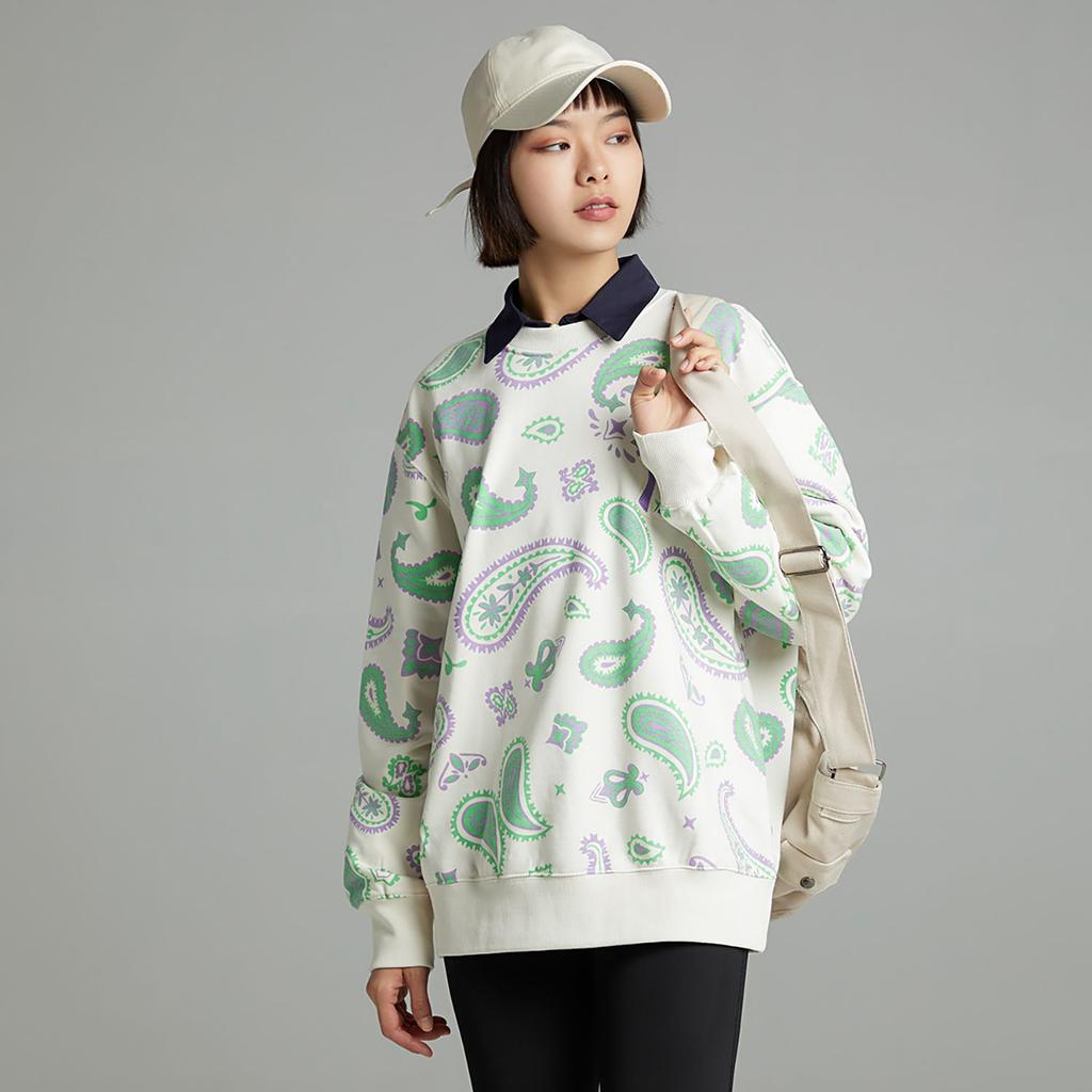 MLB Cashew Flower Sweatshirts Unisex Cream Crew Neck Moderate 3AMTI0224-50CRS