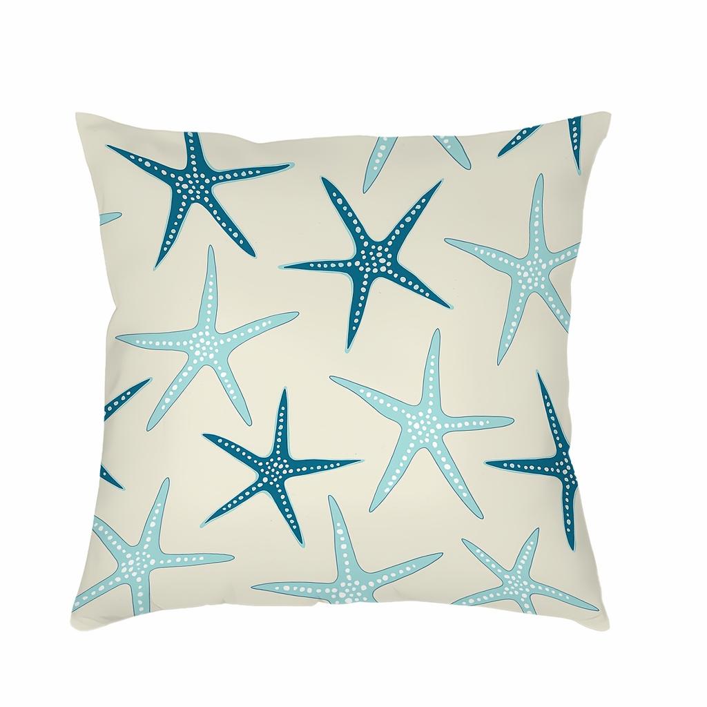 Starfish Throw Pillow Cushion Cover Decorative Home Decor Beach Nautical Coastal Pattern Fabric Pillowcase Cushion Case