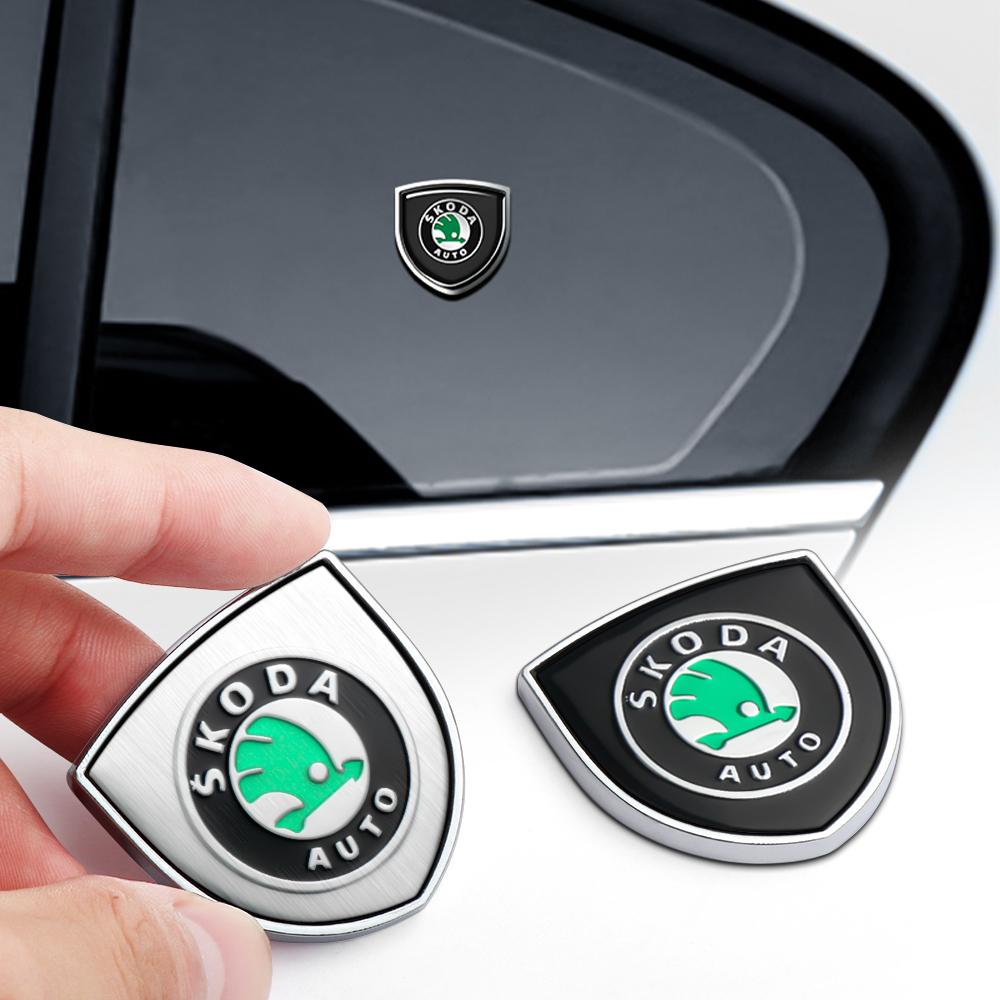 For Skoda Car Metal Sticker Shield Shape Body Trunk Decoration Accessories For Qctavia Fabia Superb Kodiaq Karoq Kamiq Scala VII usbn43
