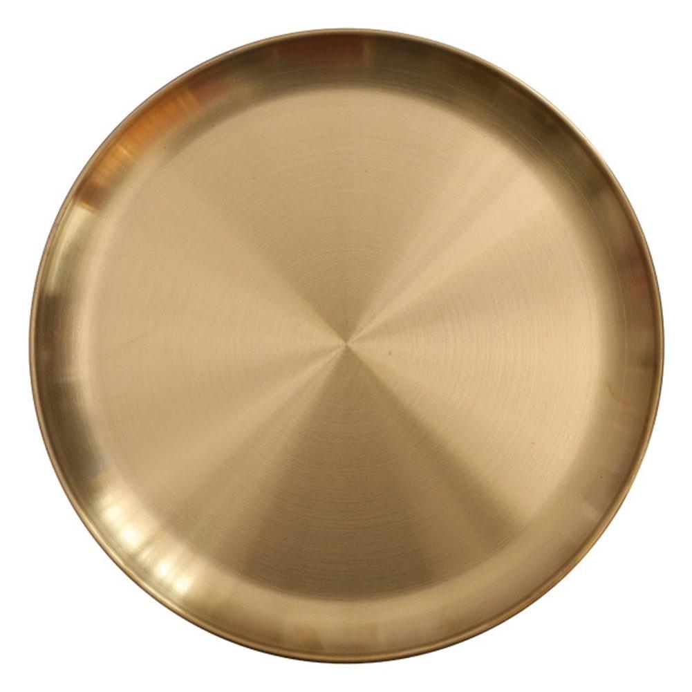 Compact Design Gold Storage Tray Round Metal Tray Elegant Decoration
