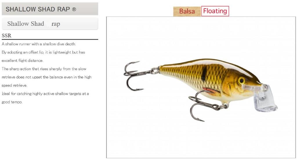 Rapala Shallow Shad Rap Floating Lure SSR07/FP (4601)
