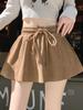 High-Waisted Autumn Winter Suede A-Line Short Skirt with Slimming Anti-Exposure Design