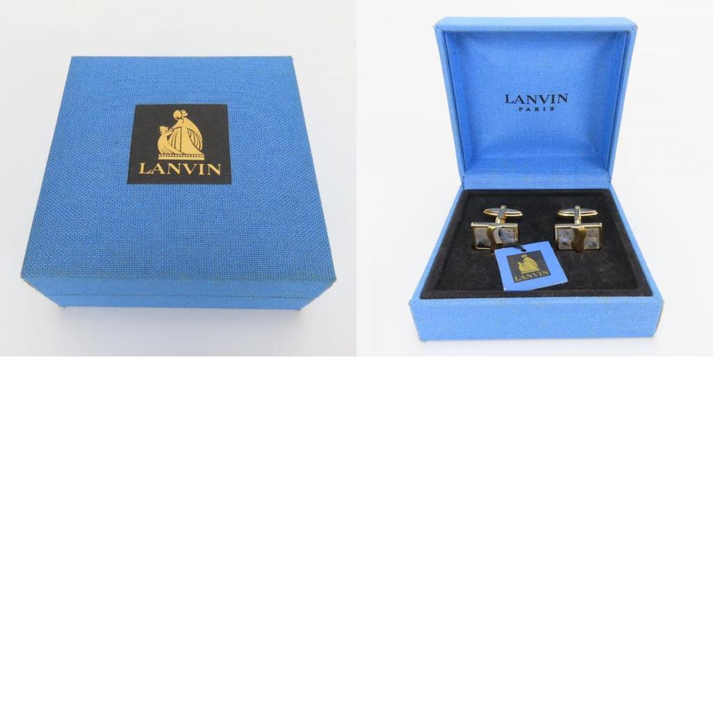 Used LANVIN Cuffs Metal Gold Gray Plating