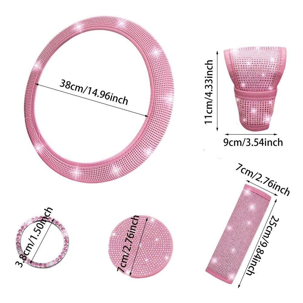 Rhinestone Bling Car Interior Accessories Set Steering Wheel Protective Case  Car Protection