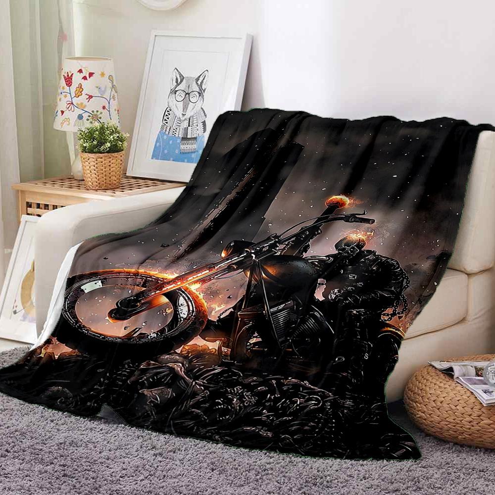 Motorcycle Night Flannel Blanket Throw Blanket Soft Warm Sofa Bed Camping Home Decor Unique Christmas Gift C9261696