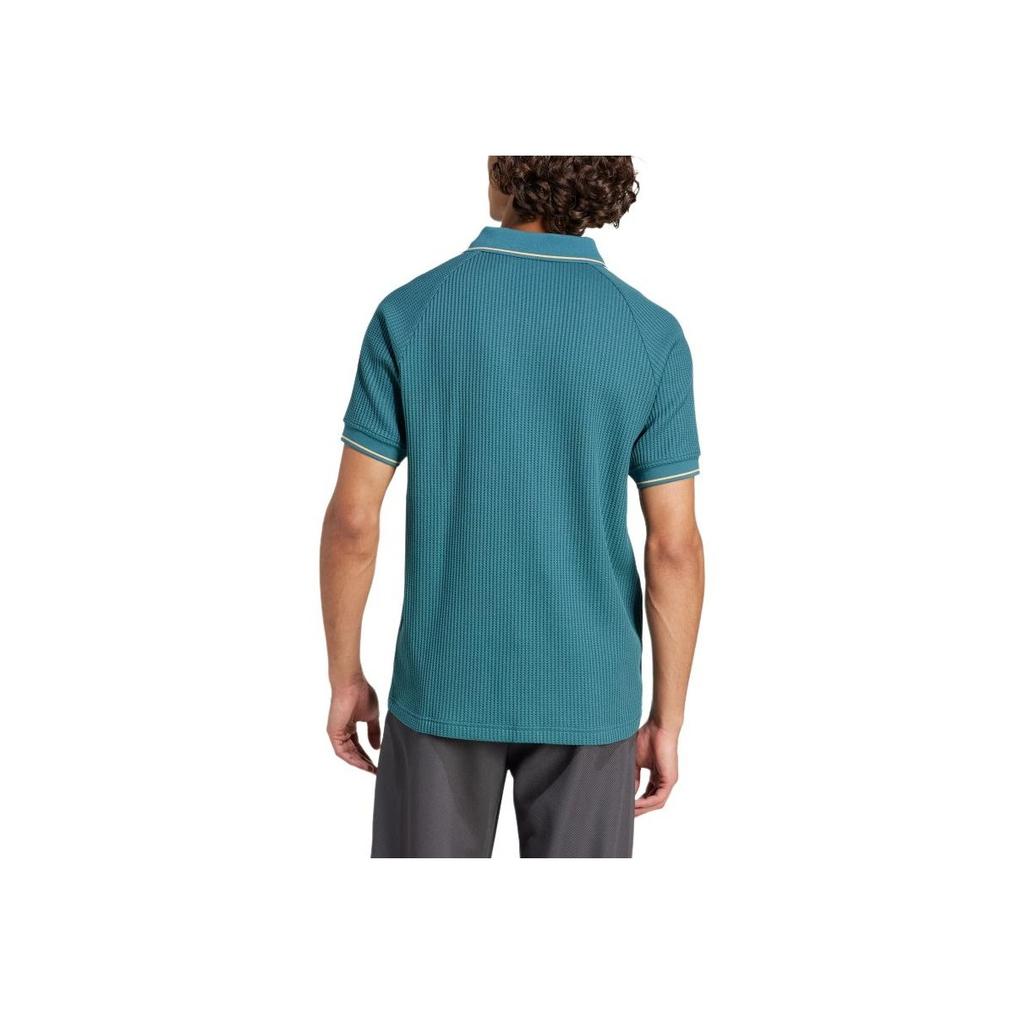 adidas Originals Waffle Knit Retro Striped Short Sleeve Polo Shirt Men Polo Shirts Detective-Green Light-Orange-Yellow White KC0691